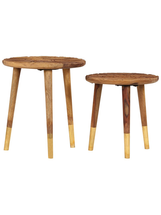 Ensemble 2 table basse ronde en bois sculpté 106 €