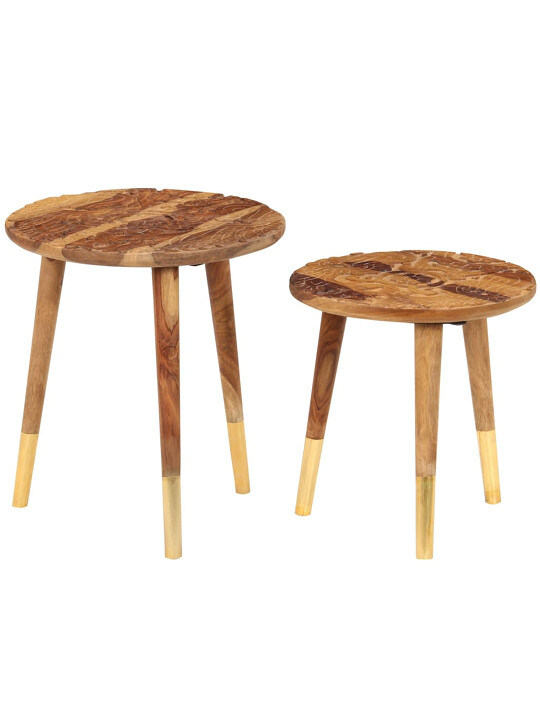 Ensemble 2 table basse ronde en bois sculpté 106 €