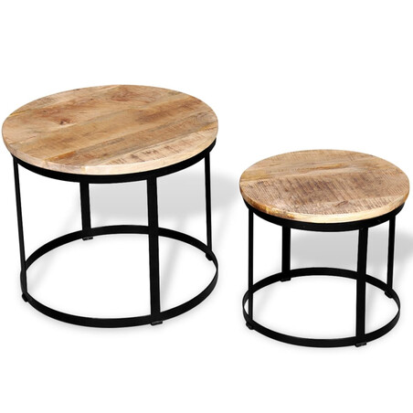 Ensemble de 2 table basse ronde en bois massif 133 €