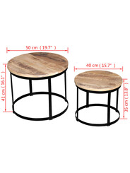 Ensemble de 2 table basse ronde en bois massif 133 €