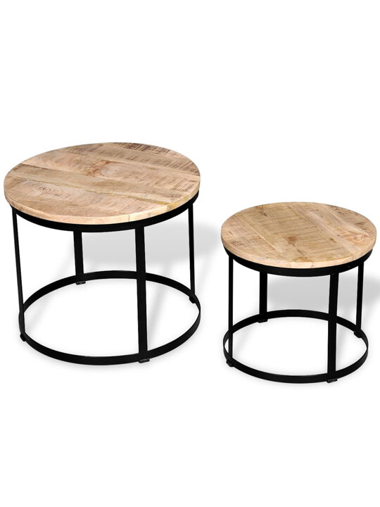 Ensemble de 2 table basse ronde en bois massif 133 €