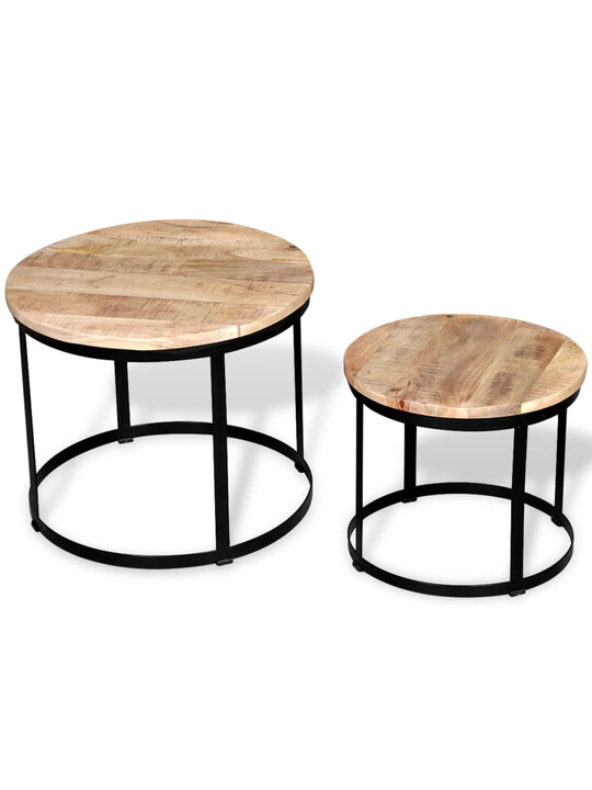 Ensemble de 2 table basse ronde en bois massif 133 €